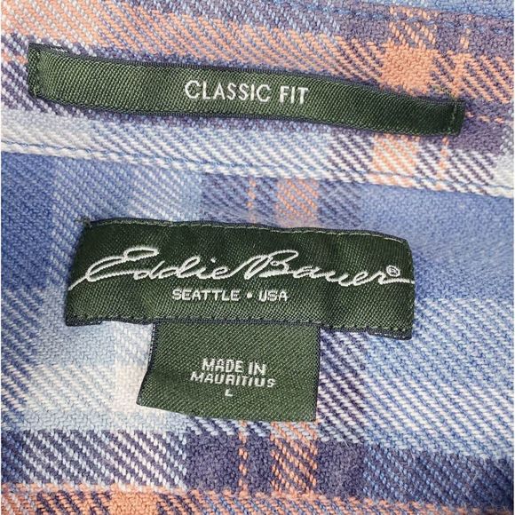 Eddie Bauer Classic Fit Plaid Flannel Button-Down Shirt - Size Large - Picture 5 of 5